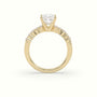 Princess Cut Diamond Pave Engagement Ring — Yellow Gold