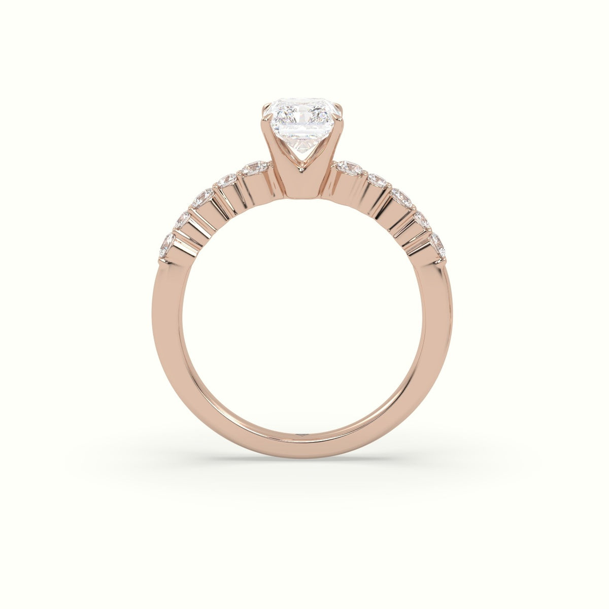 Radiant Cut Diamond Pave Engagement Ring — Rose Gold