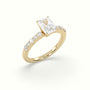 Radiant Cut Diamond Pave Engagement Ring — Yellow Gold