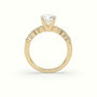 Round Cut Diamond Pave Engagement Ring — Yellow Gold