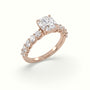 Asscher Cut Diamond Engagement Ring With Side Stones — Rose Gold
