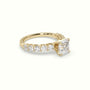 Asscher Cut Diamond Engagement Ring With Side Stones — Yellow Gold