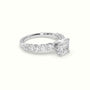 Cushion Cut Diamond Engagement Ring With Side Stones — White Gold