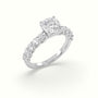 Cushion Cut Diamond Engagement Ring With Side Stones — White Gold