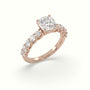Cushion Cut Diamond Engagement Ring With Side Stones — Rose Gold