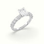 Emerald Cut Diamond Engagement Ring With Side Stones — White Gold