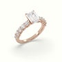 Emerald Cut Diamond Engagement Ring With Side Stones — Rose Gold