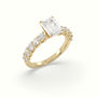 Emerald Cut Diamond Engagement Ring With Side Stones — Yellow Gold