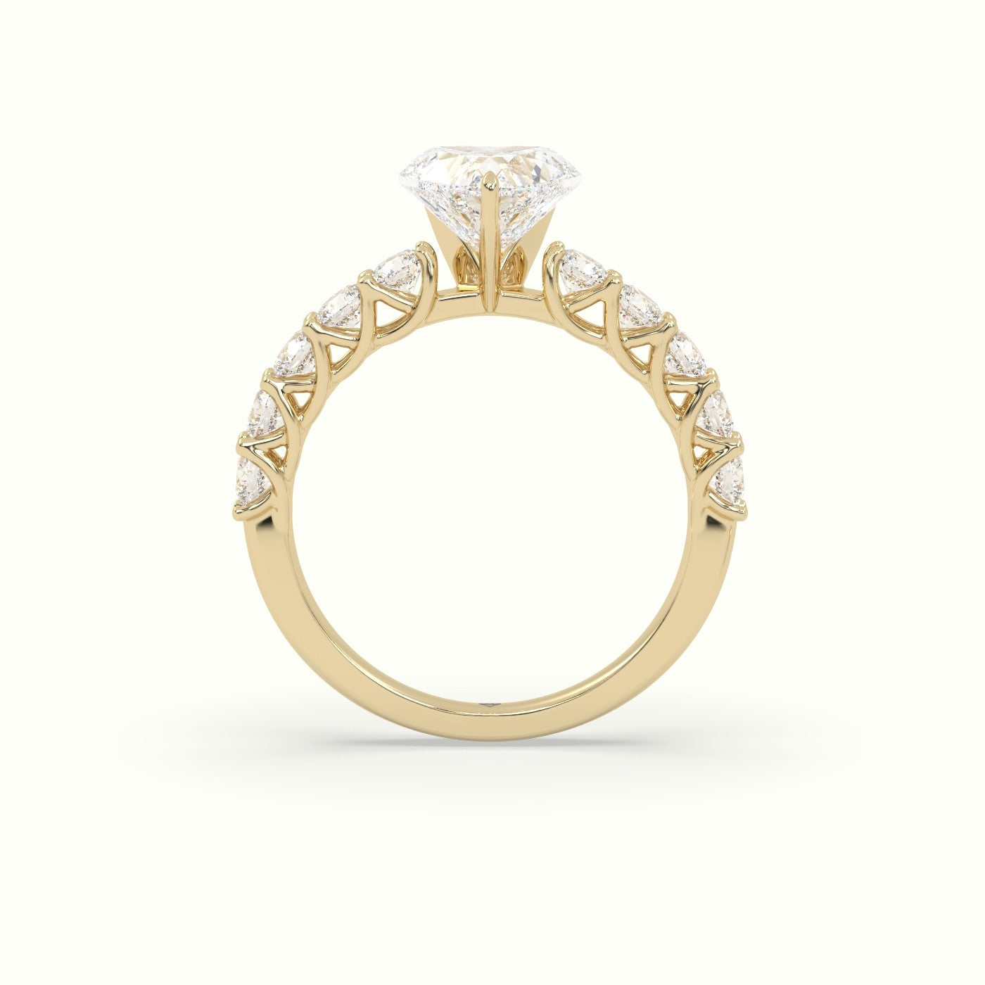 Heart Cut Diamond Engagement Ring With Side Stones — Yellow Gold