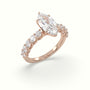 Marquise Cut Diamond Engagement Ring With Side Stones — Rose Gold