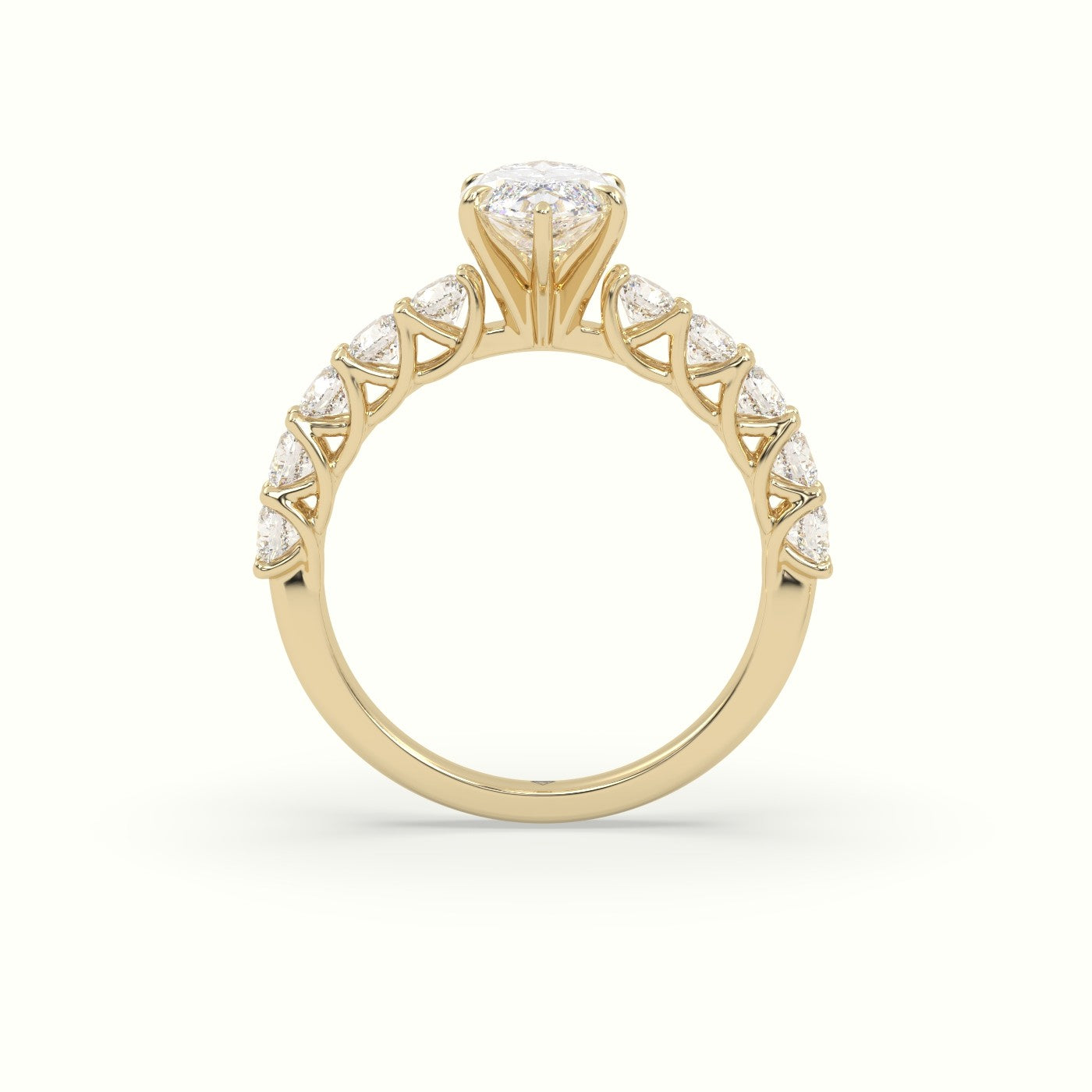 Marquise Cut Diamond Engagement Ring With Side Stones — Yellow Gold