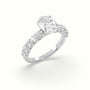 Oval Cut Diamond Engagement Ring With Side Stones — White Gold
