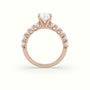 Oval Cut Diamond Engagement Ring With Side Stones — Rose Gold