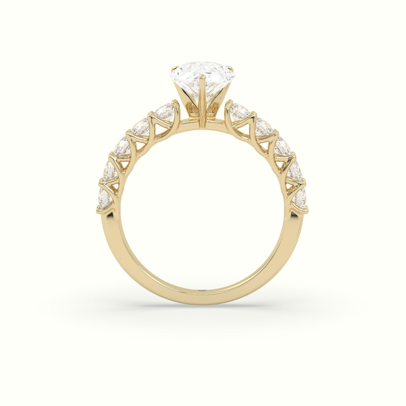Pear Cut Diamond Engagement Ring With Side Stones — Yellow Gold