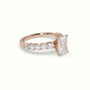 Radiant Cut Diamond Engagement Ring With Side Stones — Rose Gold