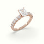 Radiant Cut Diamond Engagement Ring With Side Stones — Rose Gold