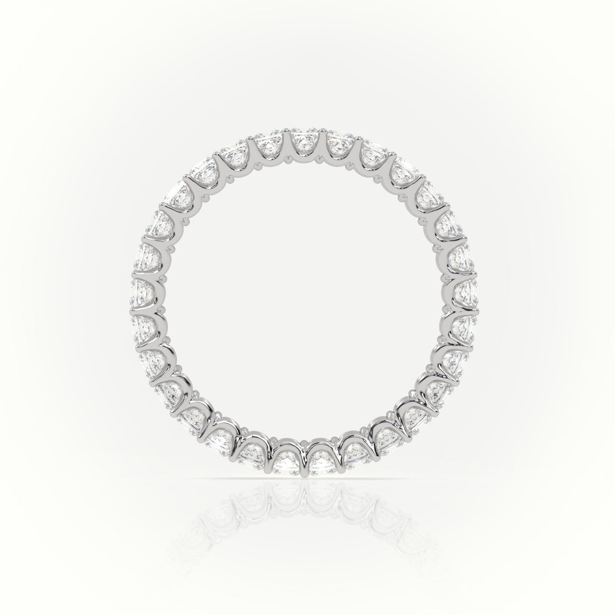 Princess Cut Scallop Set Eternity Wedding Band — White Gold