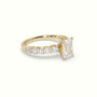 Radiant Cut Diamond Engagement Ring With Side Stones — Yellow Gold