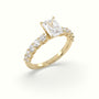 Radiant Cut Diamond Engagement Ring With Side Stones — Yellow Gold