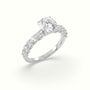 Round Cut Diamond Engagement Ring With Side Stones — White Gold
