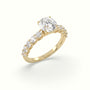 Round Cut Diamond Engagement Ring With Side Stones — Yellow Gold