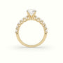Round Cut Diamond Engagement Ring With Side Stones — Yellow Gold