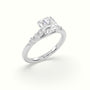 Asscher Cut Diamond Engagement Ring With Side Stones — White Gold