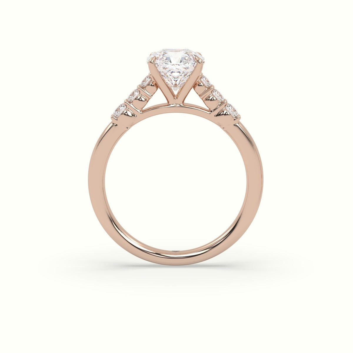 Asscher Cut Diamond Engagement Ring With Side Stones — Rose Gold