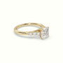 Asscher Cut Diamond Engagement Ring With Side Stones — Yellow Gold
