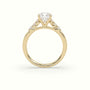 Asscher Cut Diamond Engagement Ring With Side Stones — Yellow Gold