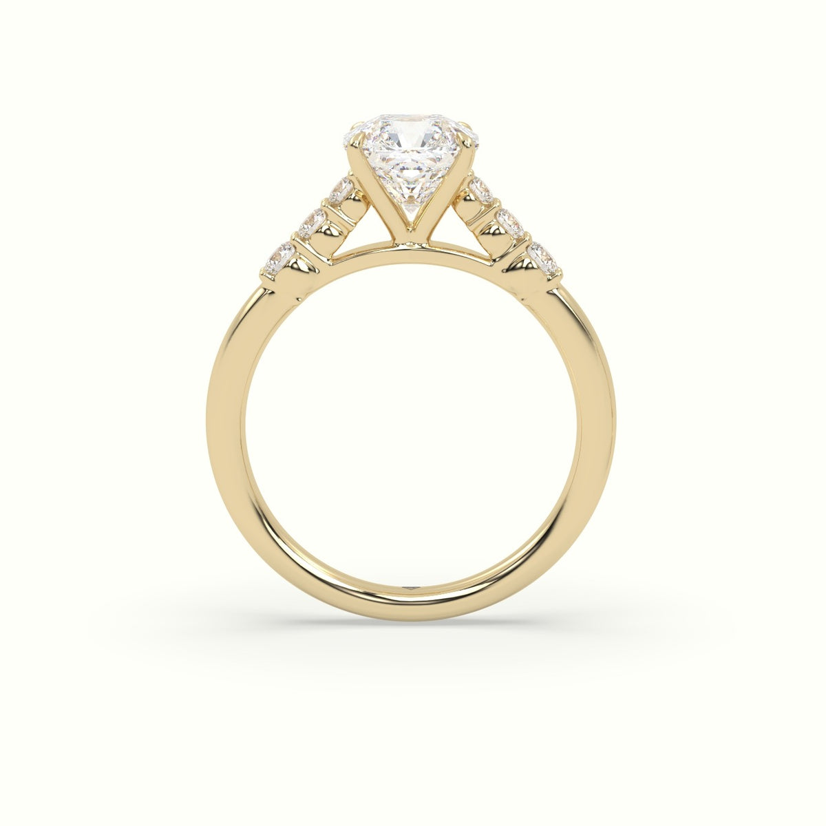 Asscher Cut Diamond Engagement Ring With Side Stones — Yellow Gold