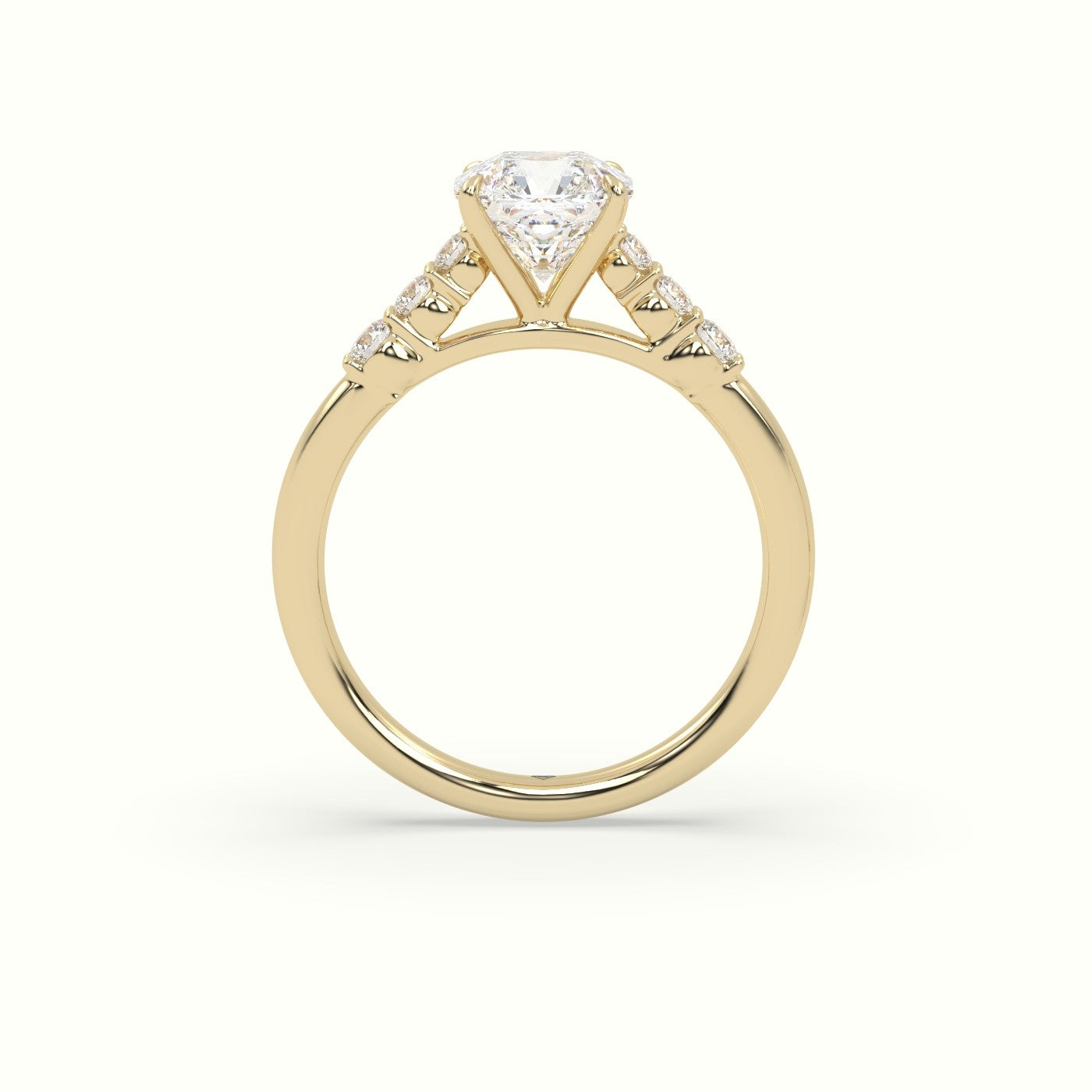 Asscher Cut Diamond Engagement Ring With Side Stones — Yellow Gold