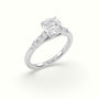 Cushion Cut Diamond Engagement Ring With Side Stones — White Gold