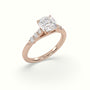Cushion Cut Diamond Engagement Ring With Side Stones — Rose Gold