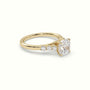 Cushion Cut Diamond Engagement Ring With Side Stones — Yellow Gold
