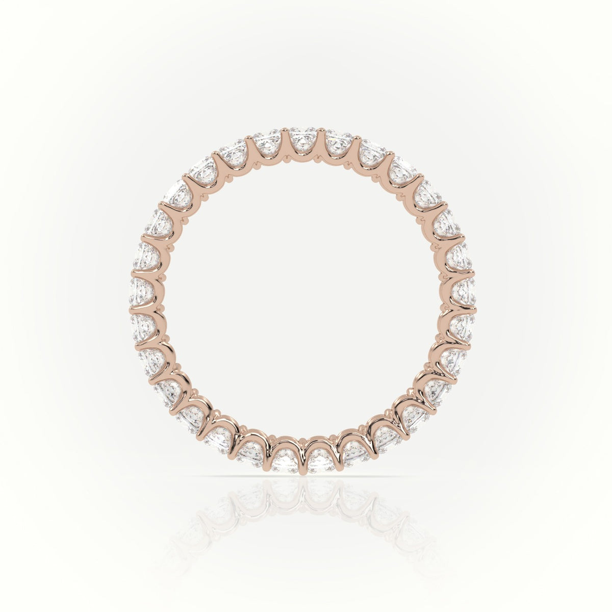 Princess Cut Scallop Set Eternity Wedding Band — Rose Gold