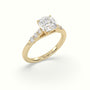 Cushion Cut Diamond Engagement Ring With Side Stones — Yellow Gold