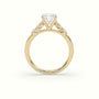 Cushion Cut Diamond Engagement Ring With Side Stones — Yellow Gold