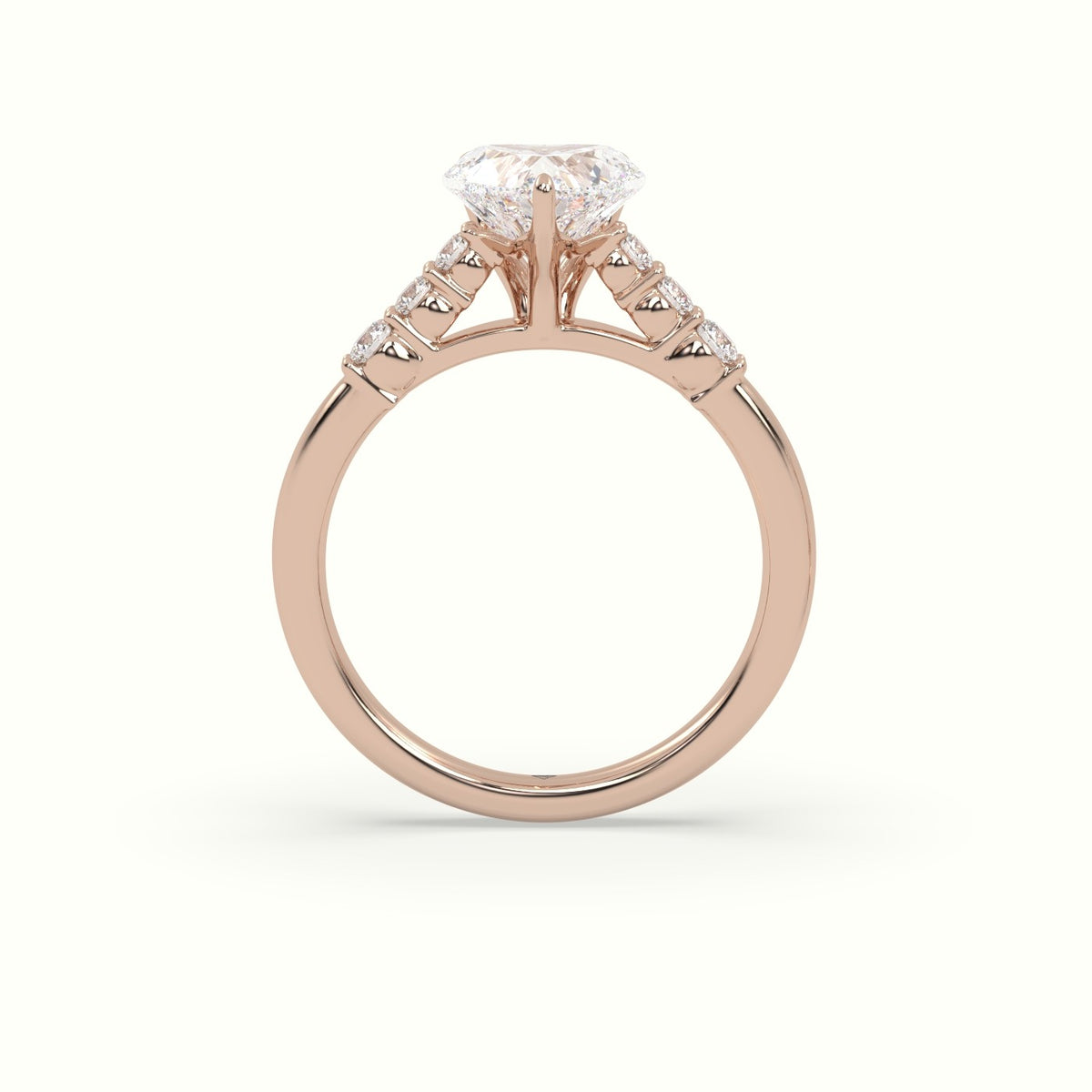 Heart Cut Diamond Engagement Ring With Side Stones — Rose Gold