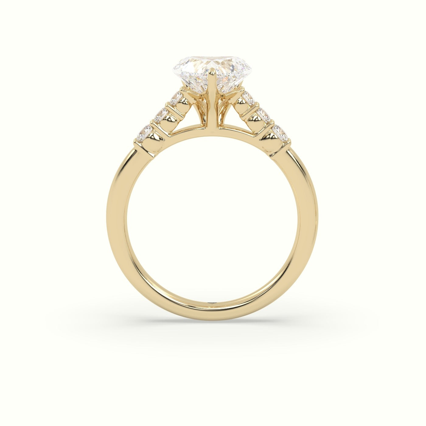 Heart Cut Diamond Engagement Ring With Side Stones — Yellow Gold