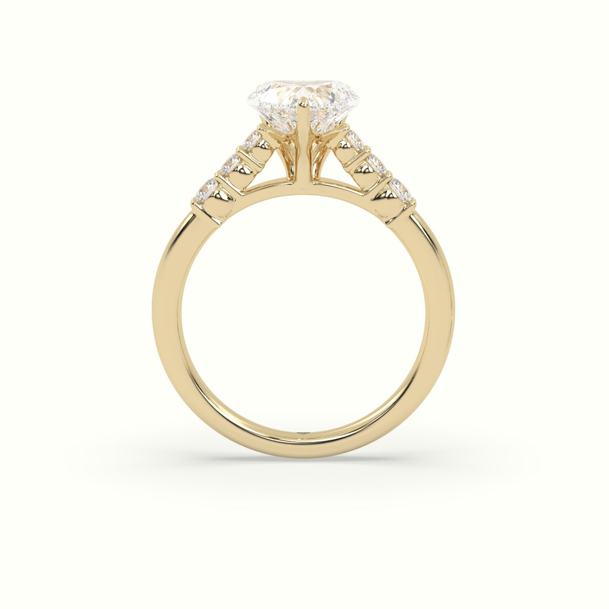 Heart Cut Diamond Engagement Ring With Side Stones — Yellow Gold