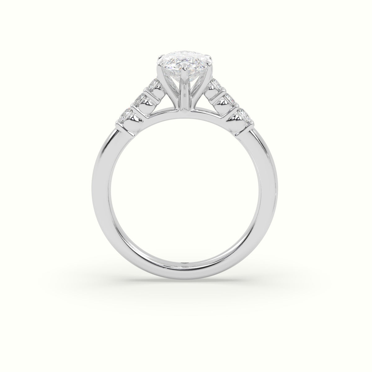Marquise Cut Diamond Engagement Ring With Side Stones — White Gold