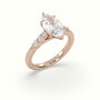 Marquise Cut Diamond Engagement Ring With Side Stones — Rose Gold
