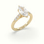Marquise Cut Diamond Engagement Ring With Side Stones — Yellow Gold