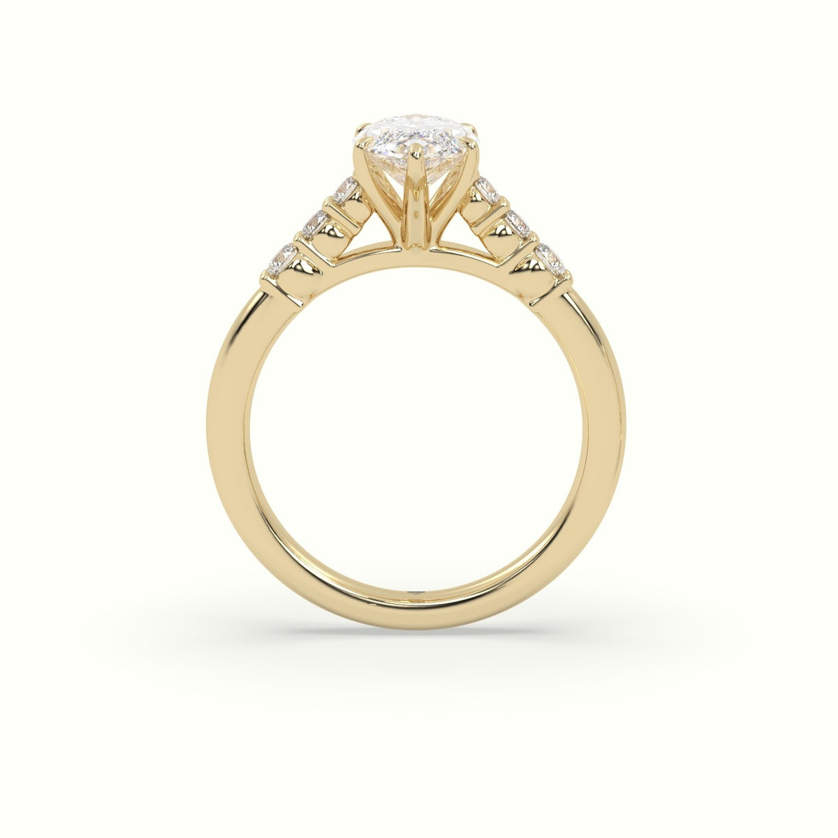 Marquise Cut Diamond Engagement Ring With Side Stones — Yellow Gold