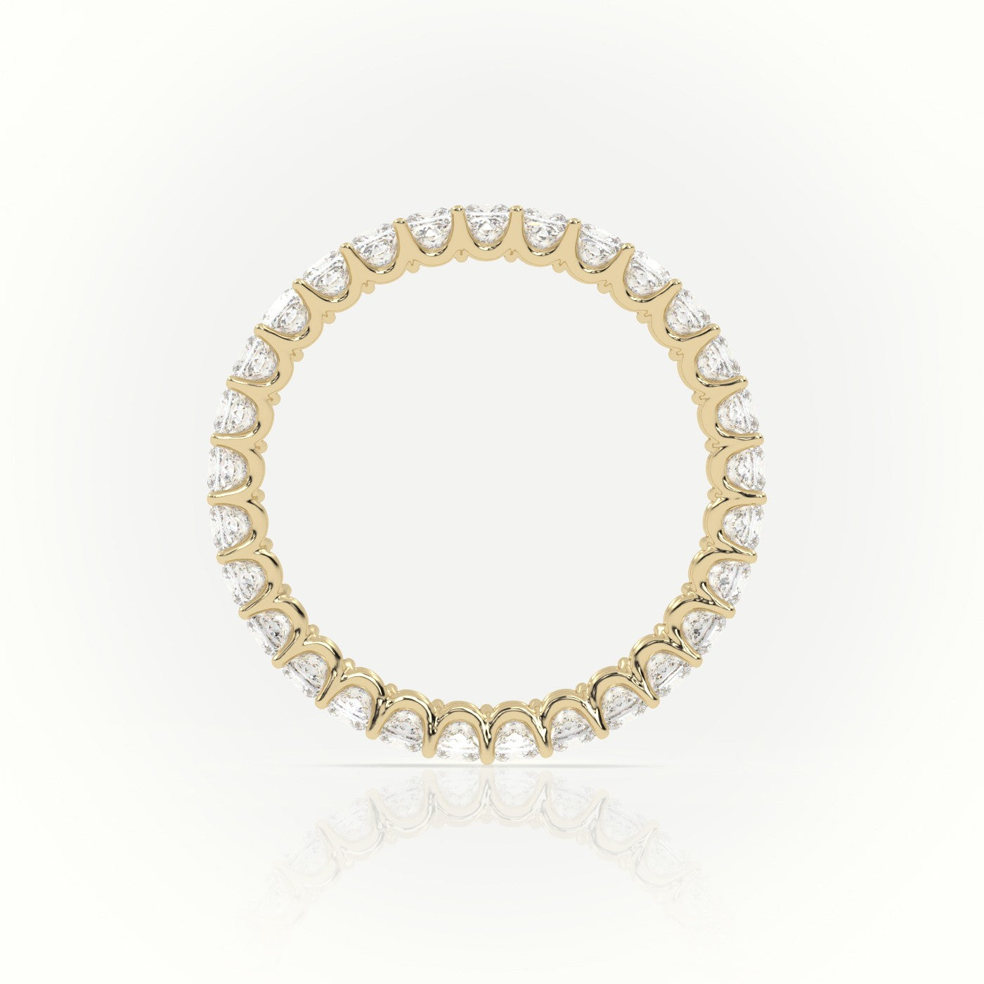 Princess Cut Scallop Set Eternity Wedding Band — Yellow Gold