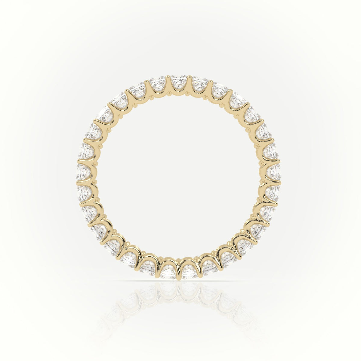 Princess Cut Scallop Set Eternity Wedding Band — Yellow Gold
