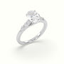 Oval Cut Diamond Engagement Ring With Side Stones — White Gold