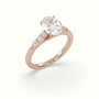 Oval Cut Diamond Engagement Ring With Side Stones — Rose Gold
