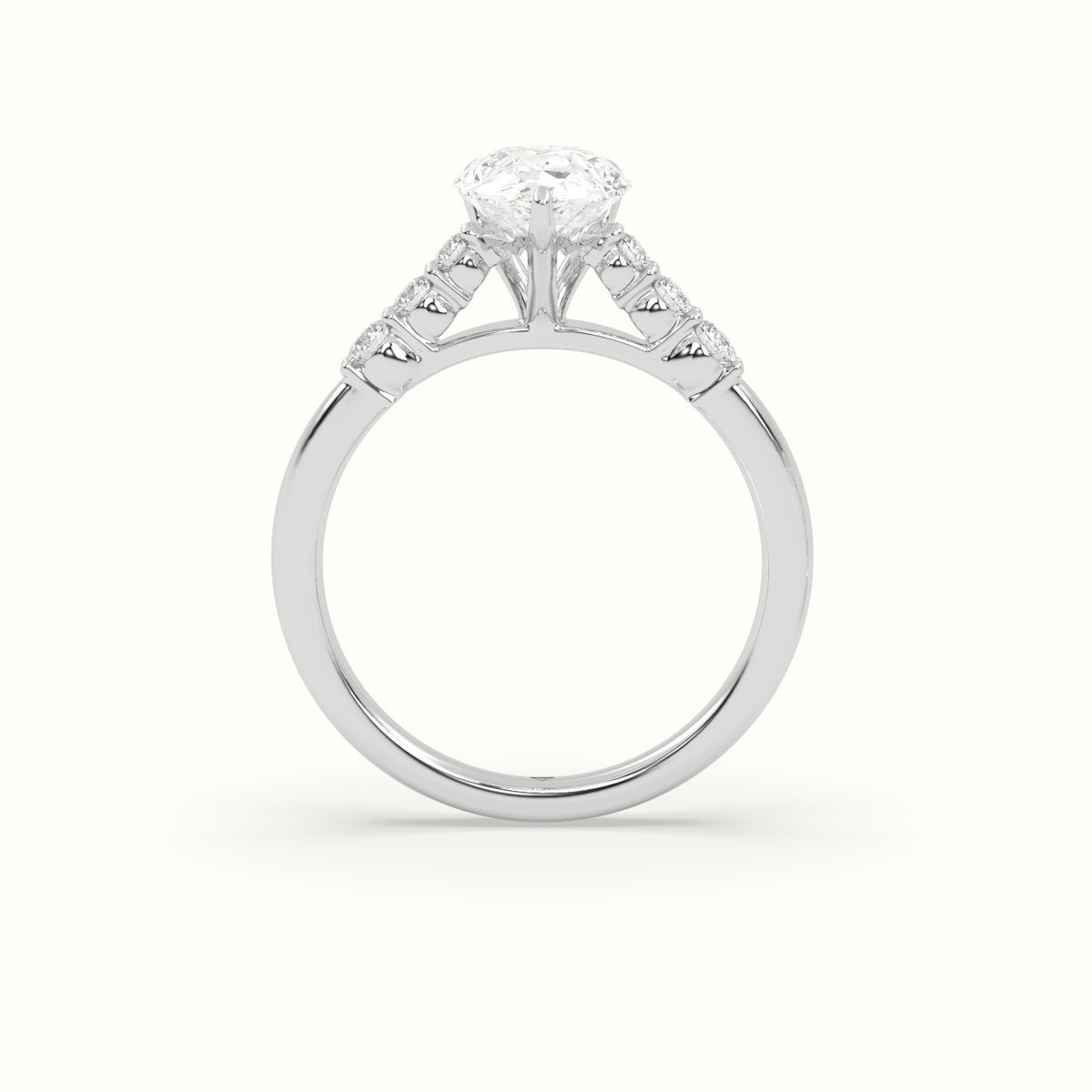 Pear Cut Diamond Engagement Ring With Side Stones — White Gold